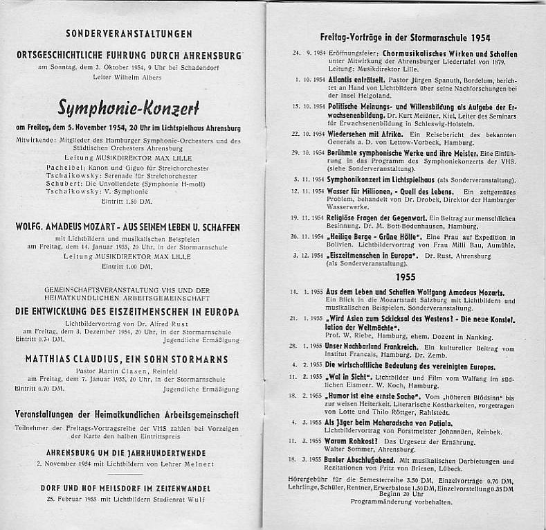 Arbeitsplan Herbst 1954-55 Seite 3 und 4