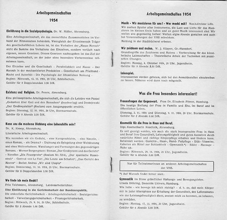 Arbeitsplan Herbst 1954-55 Seite 5 und 6