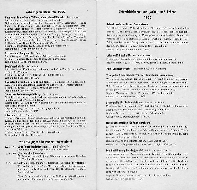 Arbeitsplan Herbst 1954-55 Seite 9 und 10